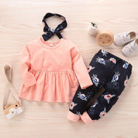 Girls Solid Color Dress & Pants & Headband Girls Clothes Wholesale - PrettyKid
