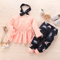 Girls Solid Color Dress & Pants & Headband Girls Clothes Wholesale - PrettyKid