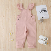 Girls Solid Cotton Pink Casual Jumpsuit Wholesale Girls Accessories - PrettyKid