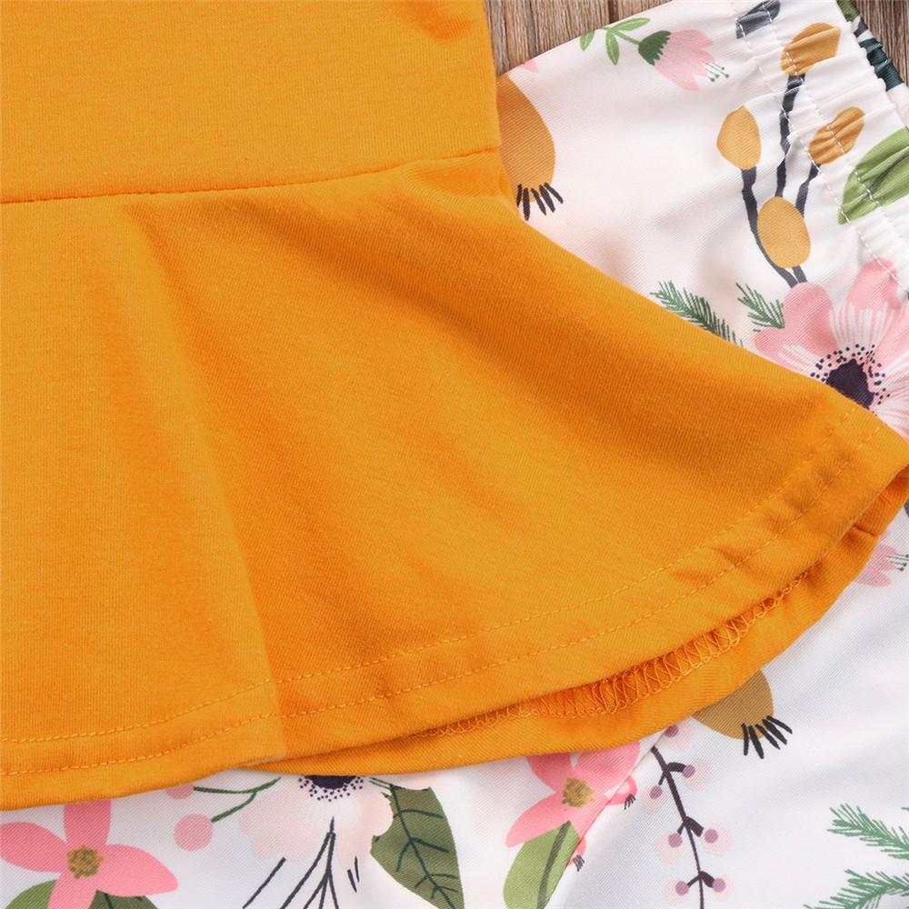 Girls Solid Round Neck Tops&Floral Pants Girls Clothing Wholesalers - PrettyKid