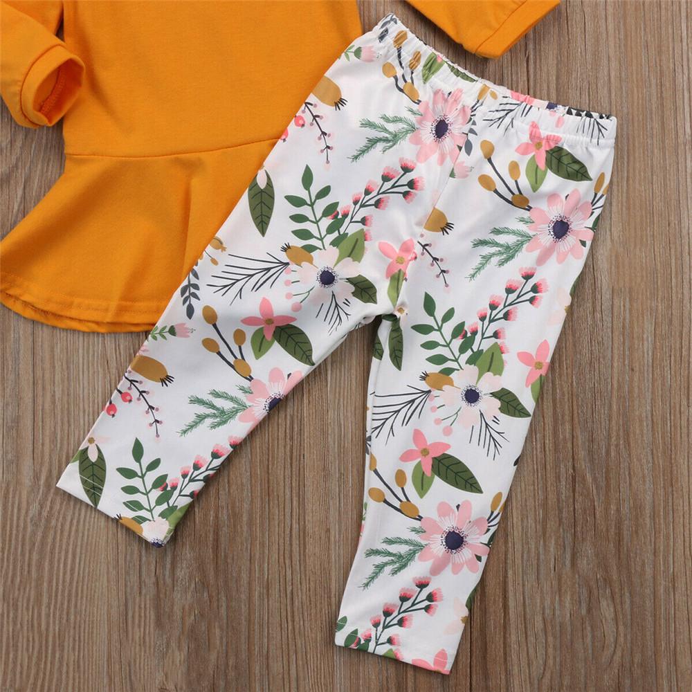 Girls Solid Round Neck Tops&Floral Pants Girls Clothing Wholesalers - PrettyKid