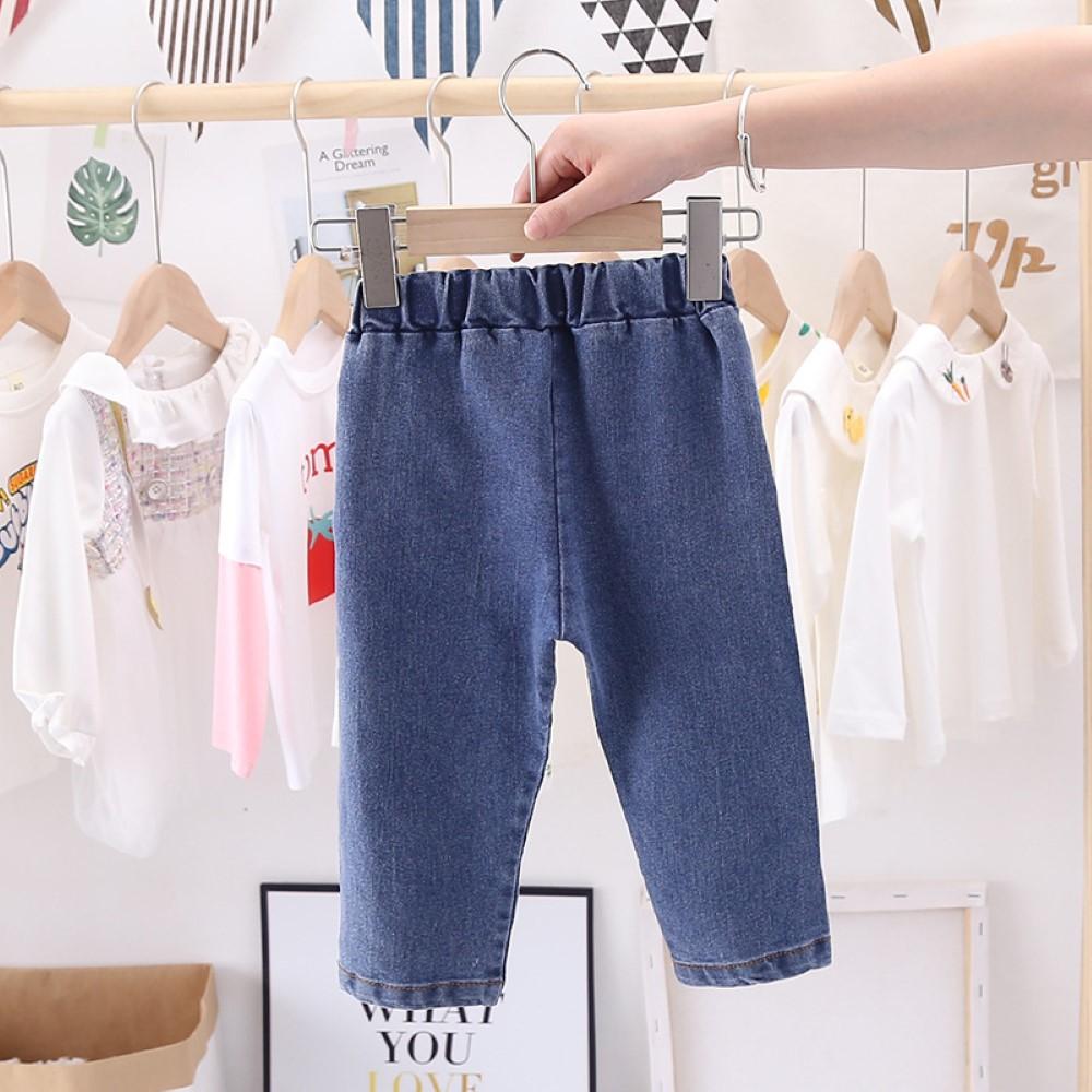 Girls Star Printed Bow Decor Denim Wholesale Clothing For Girls - PrettyKid