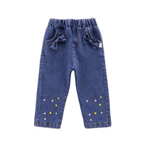 Girls Star Printed Bow Decor Denim Wholesale Clothing For Girls - PrettyKid