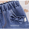 Girls Star Printed Bow Decor Denim Wholesale Clothing For Girls - PrettyKid