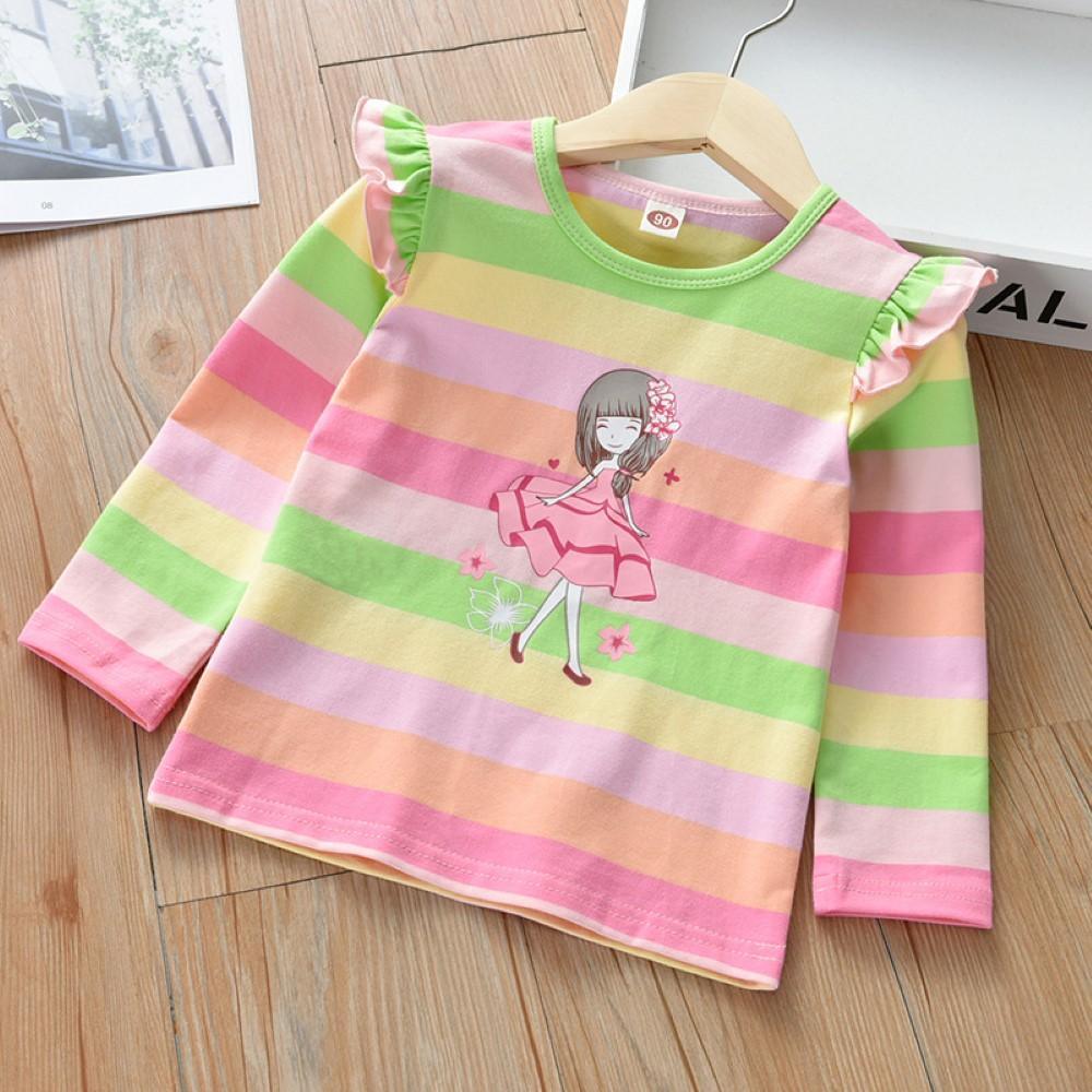 Girls Striped Little princess Printed Top Girls Clothing Wholesale - PrettyKid