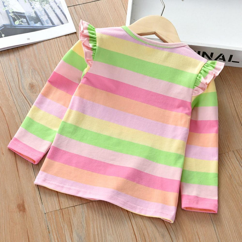 Girls Striped Little princess Printed Top Girls Clothing Wholesale - PrettyKid
