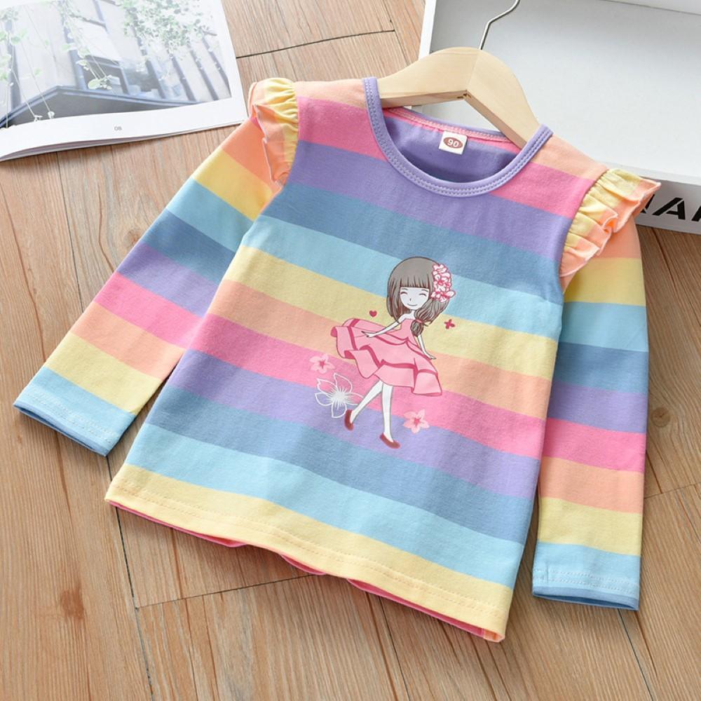 Girls Striped Little princess Printed Top Girls Clothing Wholesale - PrettyKid