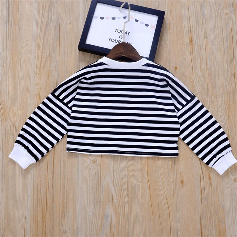 Toddler Girls Striped Long Sleeve T-shirt Girls Wholesale Clothes - PrettyKid