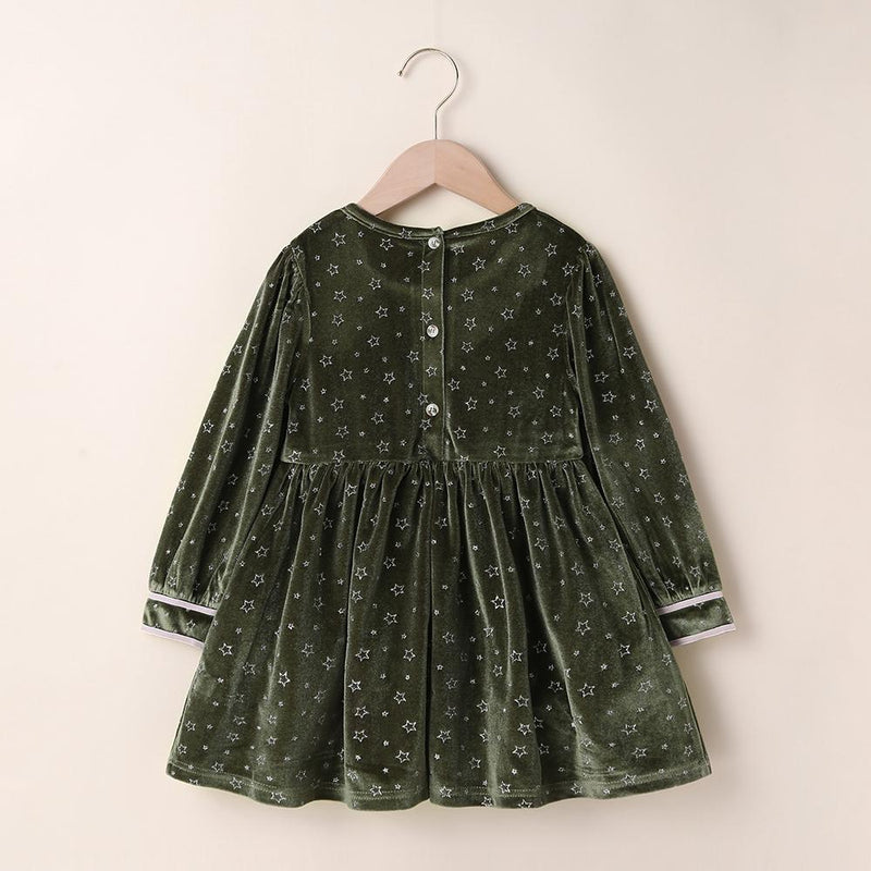 Girls Vintage Printed Star Long Sleeve Princess Dress Girls Clothing Wholesalers - PrettyKid