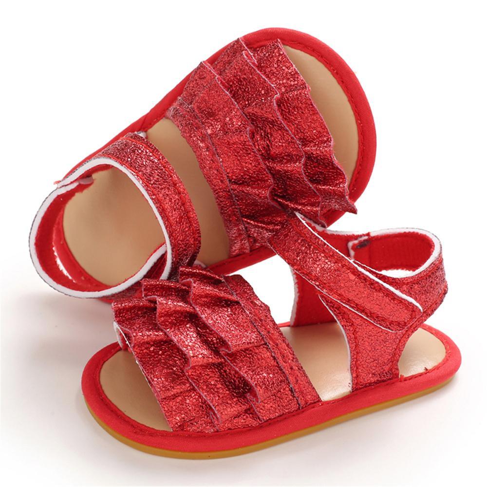 Baby Girls Glitter Magic Tape Layered Sandals Wholesale Baby Shoes vendors - PrettyKid