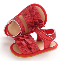 Baby Girls Glitter Magic Tape Layered Sandals Wholesale Baby Shoes vendors - PrettyKid