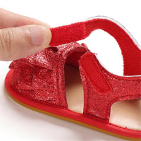 Baby Girls Glitter Magic Tape Layered Sandals Wholesale Baby Shoes vendors - PrettyKid