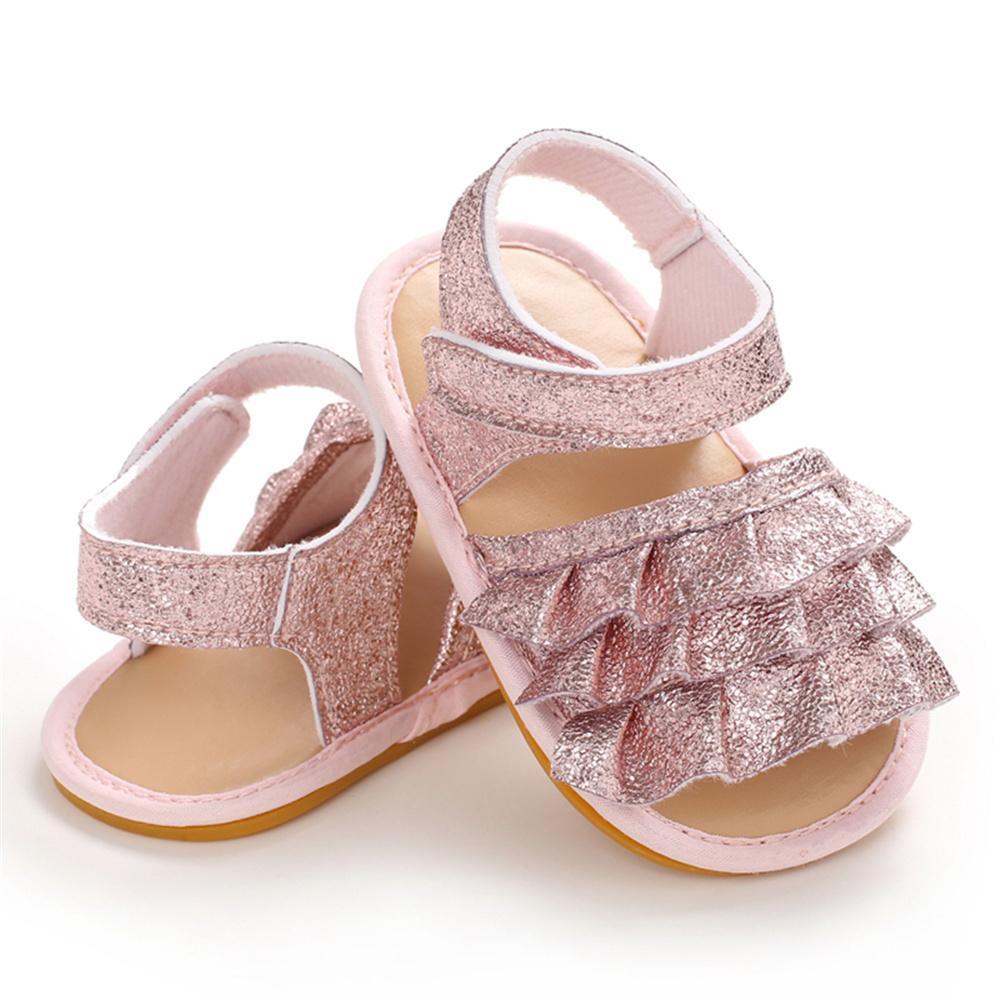 Baby Girls Glitter Magic Tape Layered Sandals Wholesale Baby Shoes vendors - PrettyKid