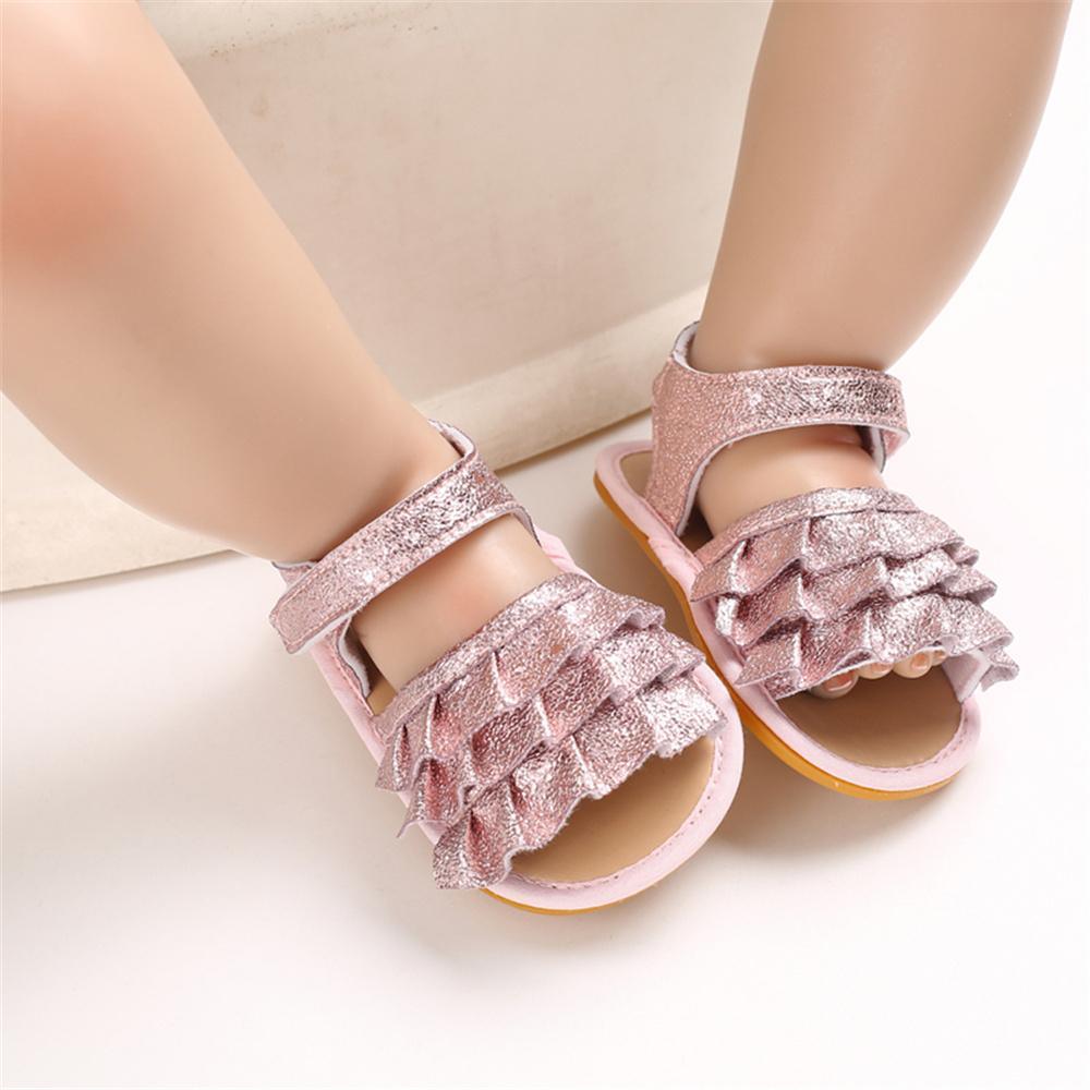 Baby Girls Glitter Magic Tape Layered Sandals Wholesale Baby Shoes vendors - PrettyKid