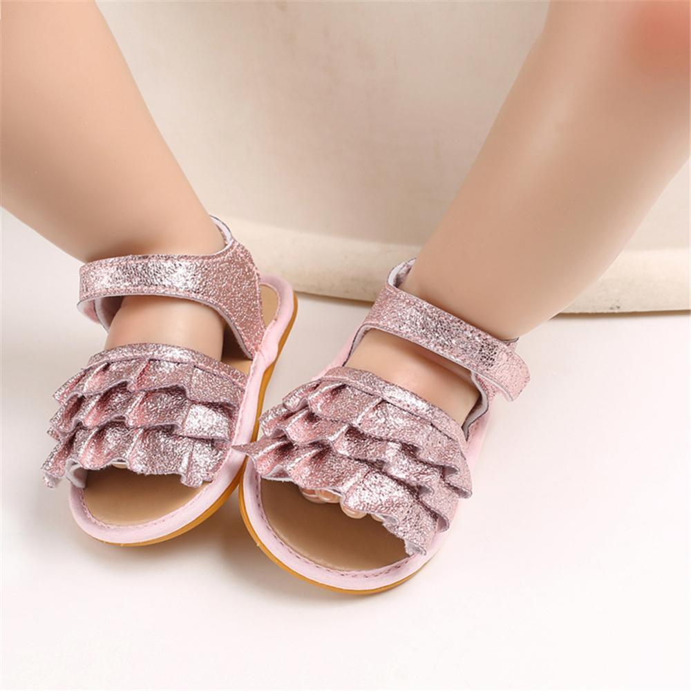 Baby Girls Glitter Magic Tape Layered Sandals Wholesale Baby Shoes vendors - PrettyKid