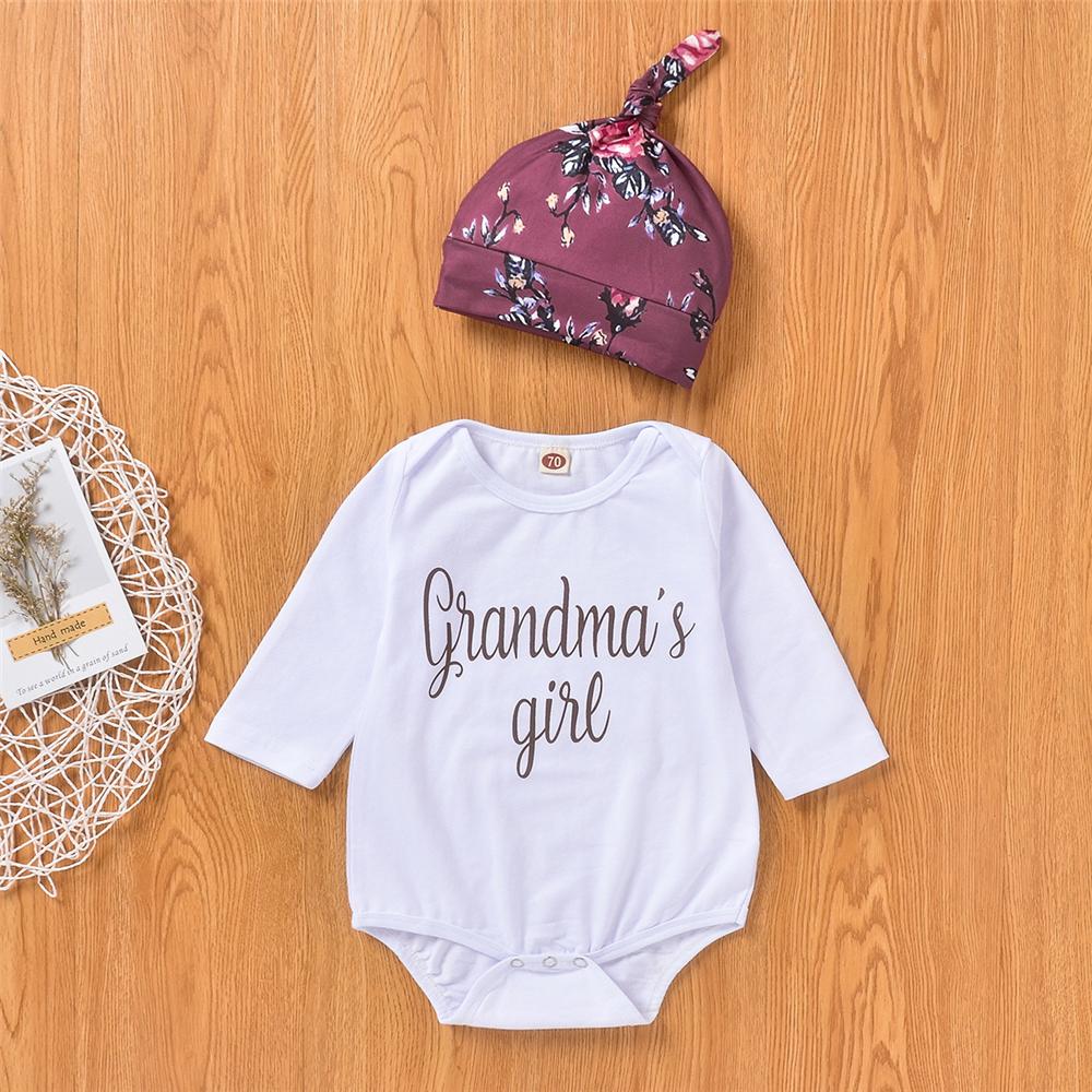 Baby Girls Grandma s Girls Romper Floral Printed Pants Hat Baby Clothes Vendors PrettyKid