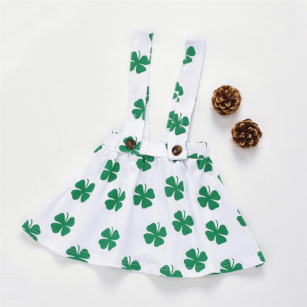 Baby Girls Green Long Sleeve Solid Romper & Leave Printed Suspender Skirt Buy Wholesale Baby Clothes - PrettyKid