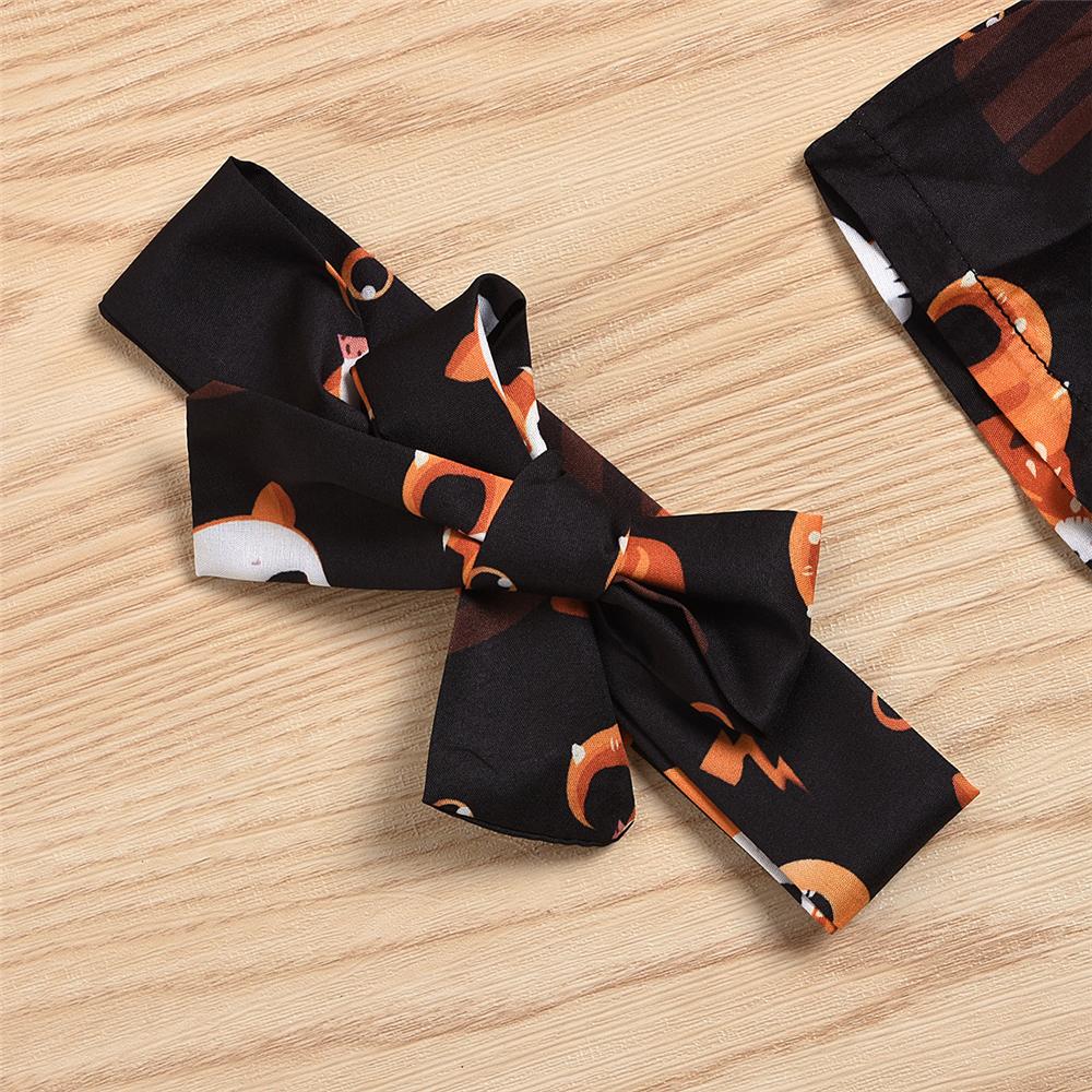 Girls Halloween Cartoon Top & Suspender Skirt & Headband Girls Wholesale - PrettyKid
