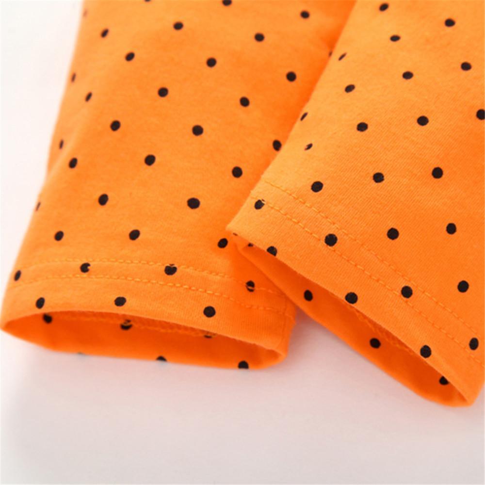 Girls Halloween Letter Printed Hooded Tulle Dress & Polka Dot Trousers - PrettyKid