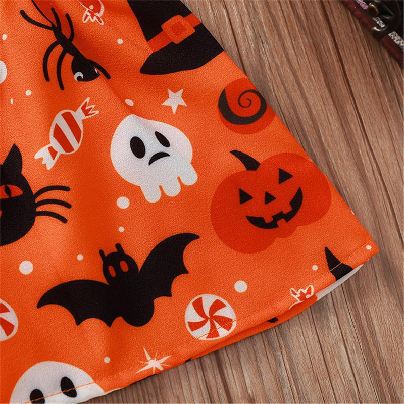 Girls Halloween Letter Printed Top & Bow Skirt Cheap Boutique Baby Clothes - PrettyKid