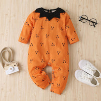 Baby Girls Halloween Polka Dot Long Sleeve Romper - PrettyKid