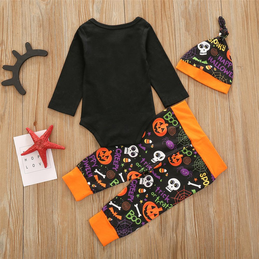 Baby Girls Halloween Printed Romper & Pants & Hat Boy Clothes Wholesale - PrettyKid
