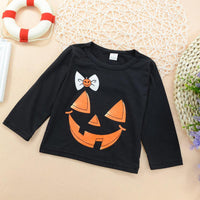 Girls Halloween Pumpkin Long Sleeve T-shirt & Striped Pants - PrettyKid