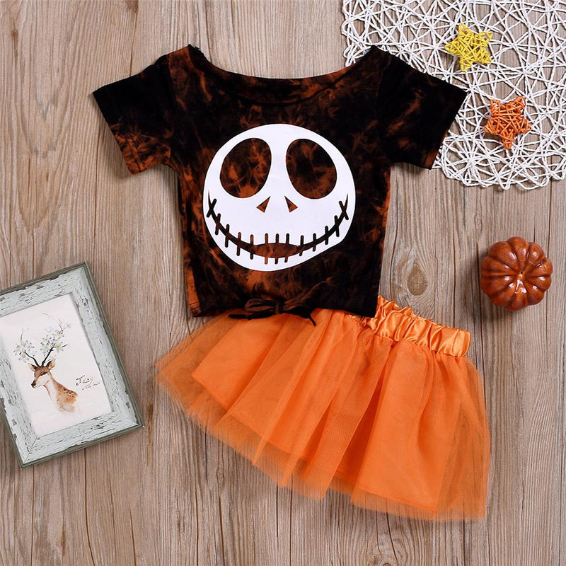 Girls Halloween Short Sleeve Top & Tutu Skirt Wholesale Girl Clothing - PrettyKid