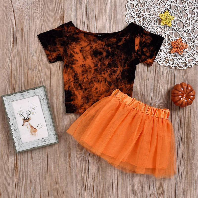 Girls Halloween Short Sleeve Top & Tutu Skirt Wholesale Girl Clothing - PrettyKid