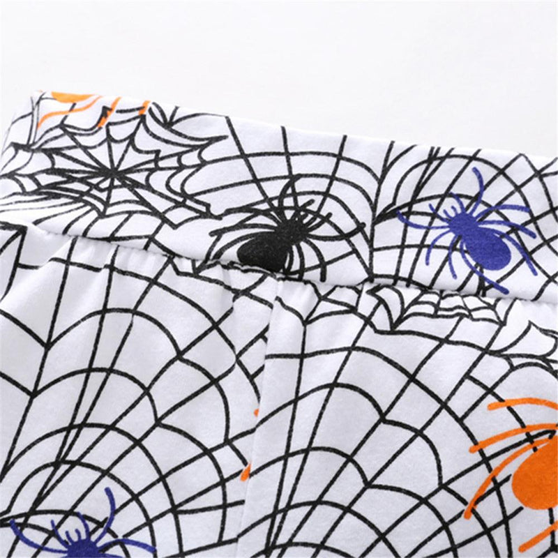 Baby Halloween Spider Printed Long Sleeve Romper & Pants & Hat & Headband - PrettyKid