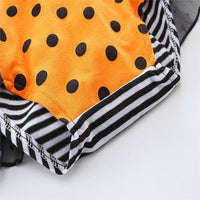 Baby Girl Halloween Yellow Polka Dots Stripe Dress - PrettyKid