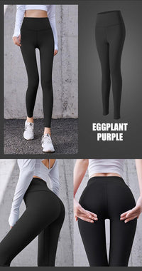 Yoga Pants Female Women High Waist Elastic Hip Running Fitness Bottoming Leggings - PrettyKid