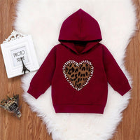 Toddler Girls Heart Beaded Leopard Hooded Top & PU Pants Girl Wholesale - PrettyKid