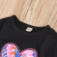 Girls Heart Embroidered Top & Tie Dye Bell Trousers Toddler Girls Wholesale - PrettyKid