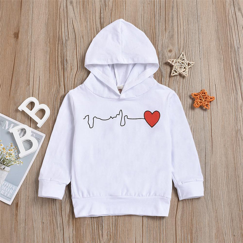 Unisex Heart Heartbeat Hoodie Long Sleeve Top Wholesale Childrens Clothing - PrettyKid