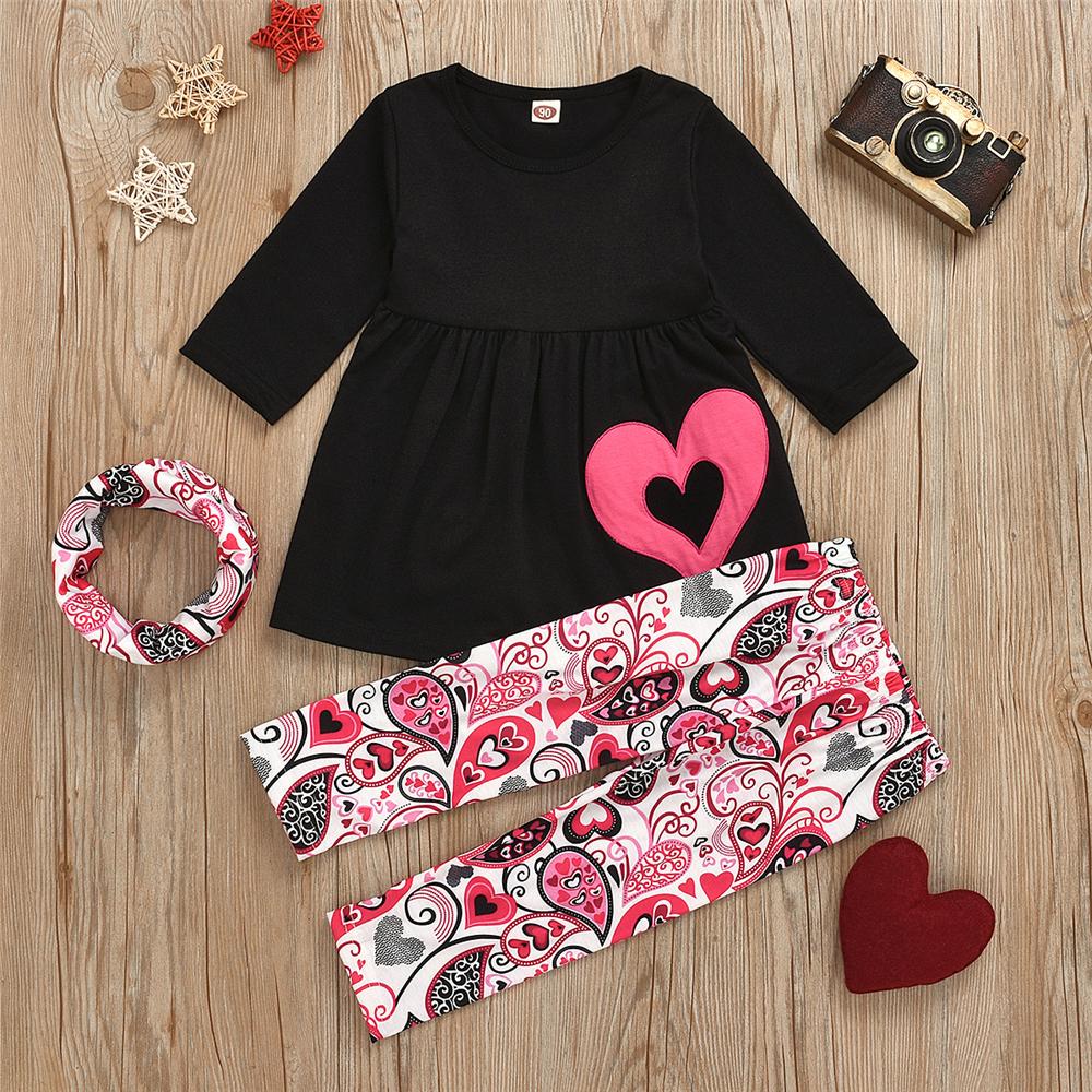 Girls Heart Long Sleeve Top & Printed Pants & Scarf Kids Apparel Wholesalers - PrettyKid