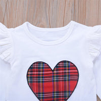 Girls Heart Plaid Long Sleeve Tops & Skirt Wholesale Girl Clothing - PrettyKid