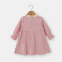 Girls Heart Printed Bow Decor Long Sleeve Dress Wholesale Girl Dresses - PrettyKid