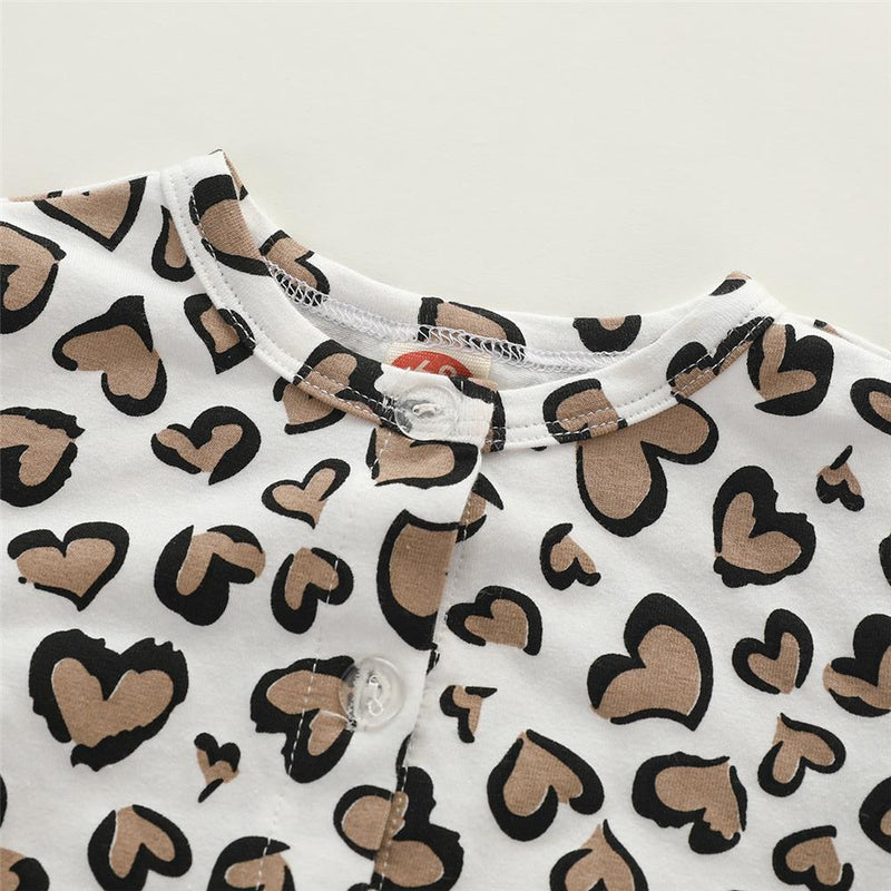 Baby Girls Heart Printed Half Sleeve Cardigan Romper Baby clothing Wholesale Bulk - PrettyKid