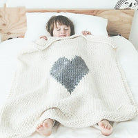 Baby Heart Printed Knitted Solid Wholesale Cute Baby Blankets - PrettyKid