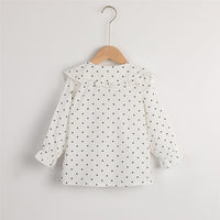 Girls Button Heart Printed Long Sleeve Cotton Blouse Kids Boutique Wholesale - PrettyKid