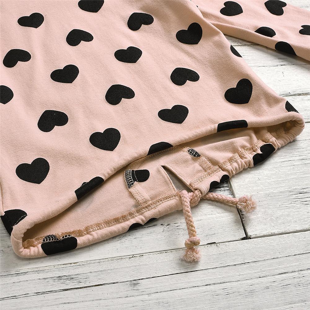 Girls Heart Printed Long Sleeve Hooded Top & Pants - PrettyKid