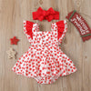 Baby Girls Heart Printed Ruffled Sleeve Romper Dress & Headband Wholesale Baby clothing - PrettyKid