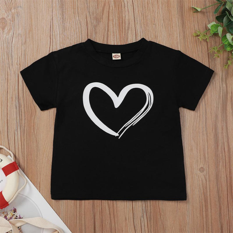 Girls Heart Printed Short Sleeve Top Girl Boutique clothes Wholesale - PrettyKid