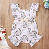 Baby Girls Heart Rabbit Printed Sleeveless Romper Baby Wholesale Baby Rompers - PrettyKid