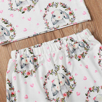 Girls Heart Rabbit Printed Sling Printed Top & Shorts Baby Girl Wholesale - PrettyKid