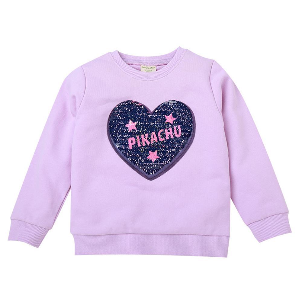 Girls Heart Sequin Long Sleeve Crew Neck Tops Wholesale - PrettyKid