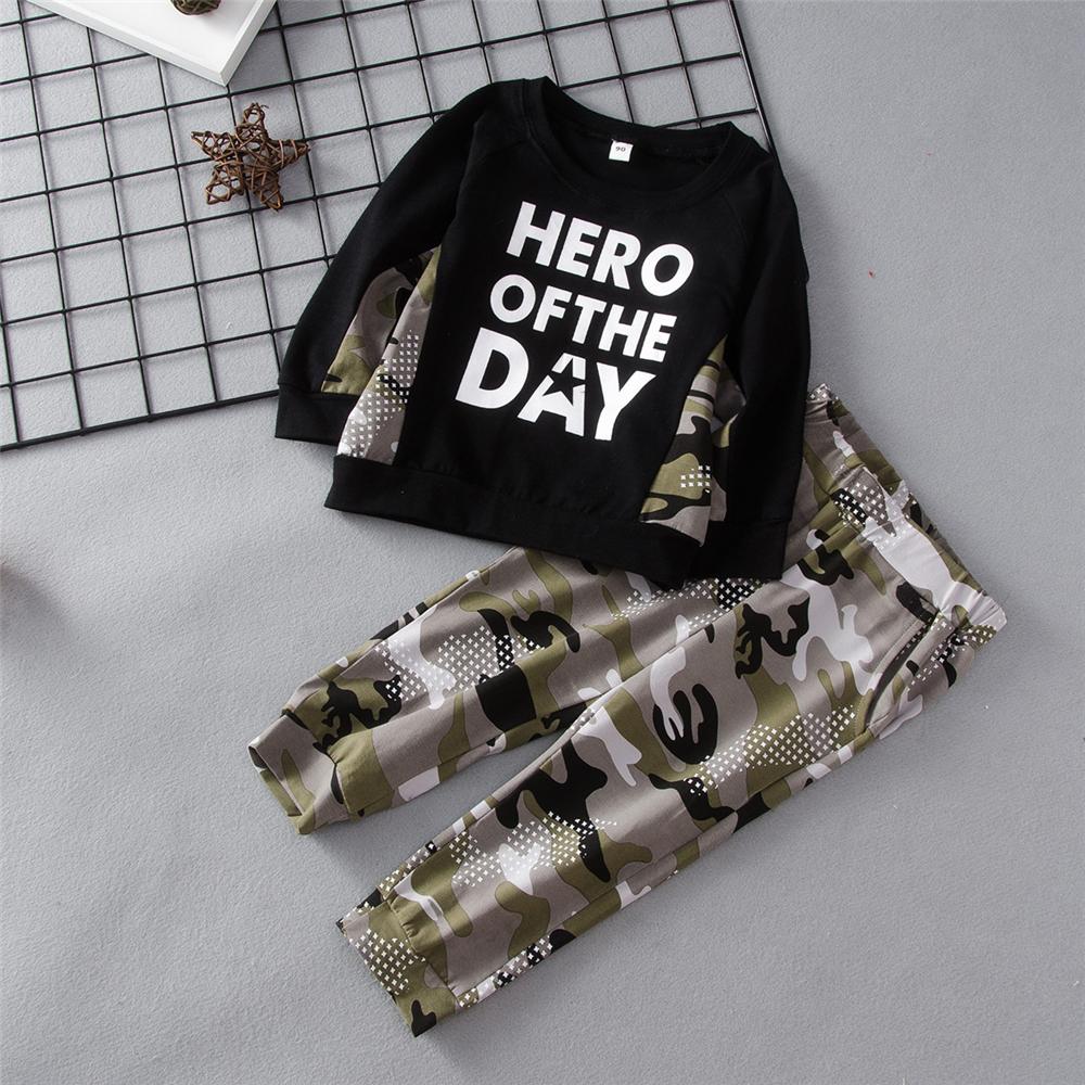 Unisex Hero Of The Day Camo Printed Tracksuit Trendy Kids Wholesale Clothing - PrettyKid