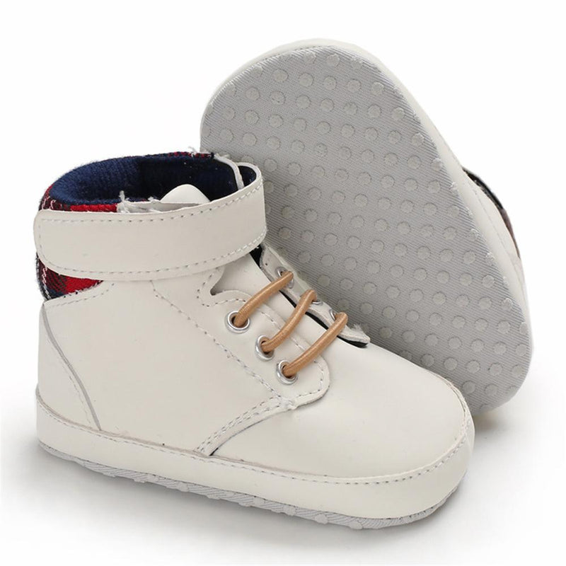 Baby Boys High Top Plaid Magic Tape Sneakers Wholesale Toddler Shoes - PrettyKid