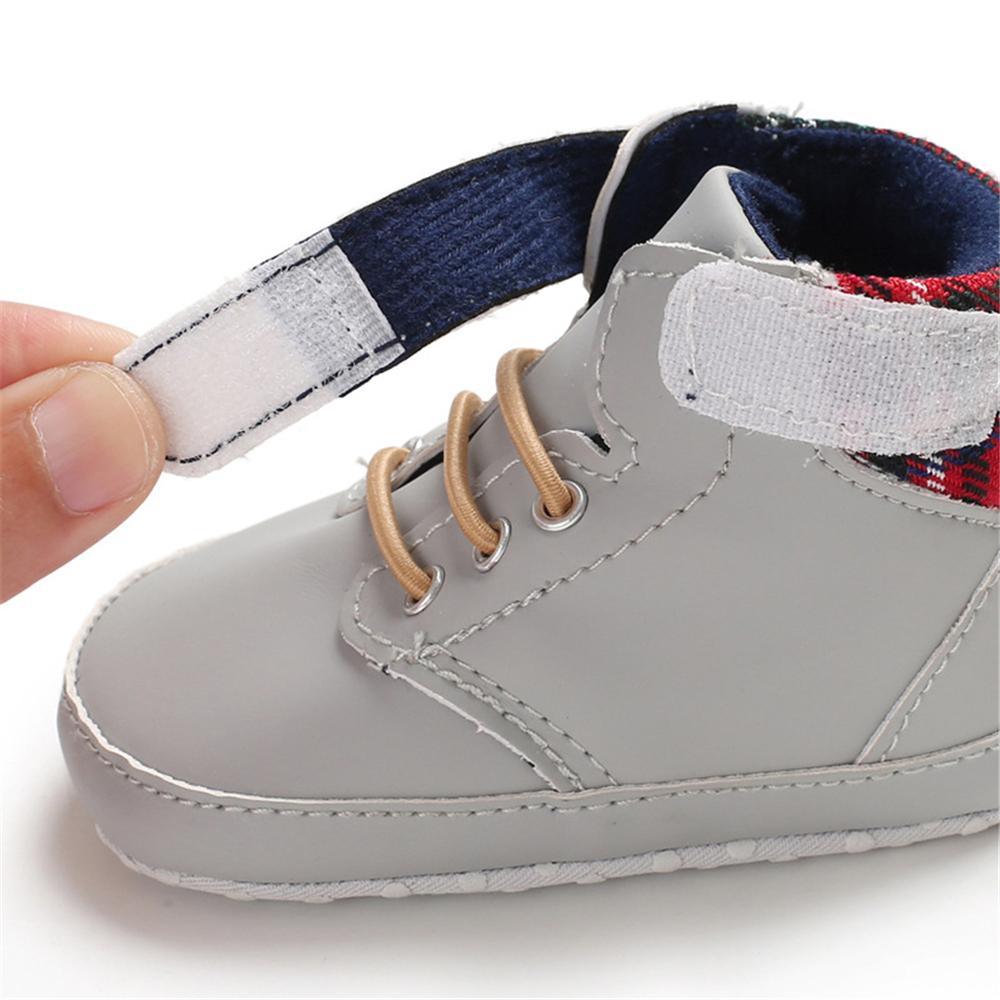 Baby Boys High Top Plaid Magic Tape Sneakers Wholesale Toddler Shoes - PrettyKid